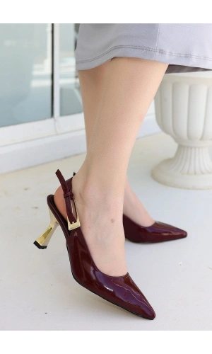 Zalin Bordo Rugan Topuklu Ayakkabı