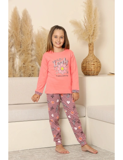 Kapitex 8219 Kız Çocuk Uzun Kol Pijama Takımı