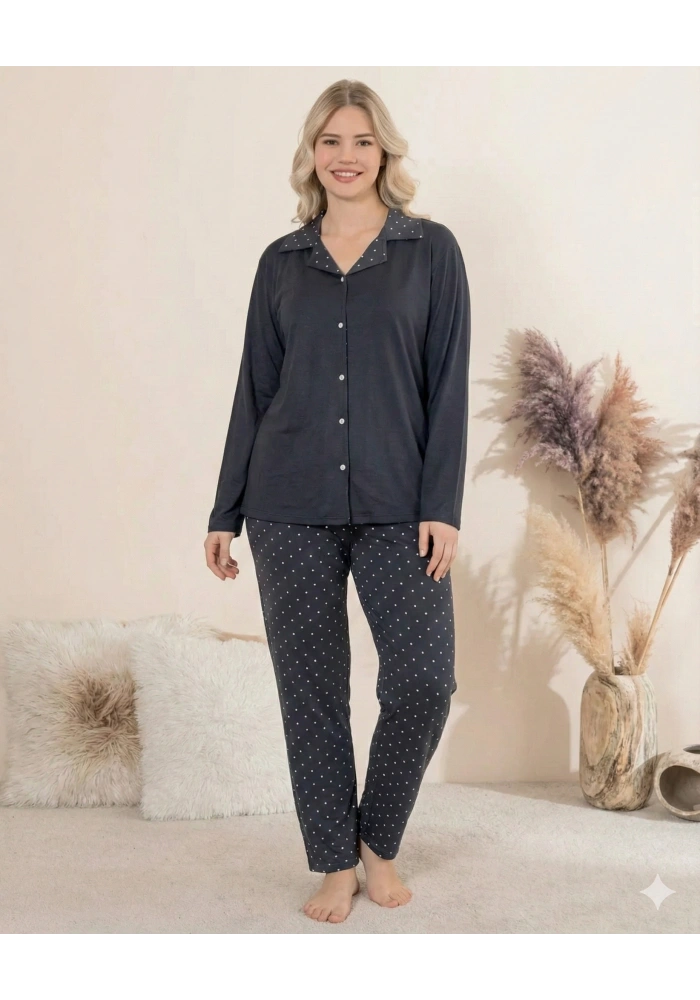 Boyraz 0205 Kadın Sandy Patlı Uzun Kol Pijama Takımı