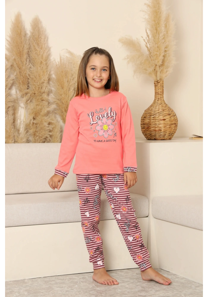 Kapitex 8219 Kız Çocuk Uzun Kol Pijama Takımı