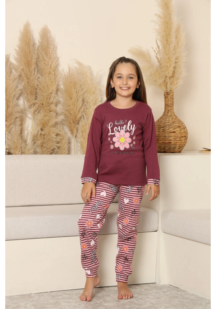Kapitex 8219 Kız Çocuk Uzun Kol Pijama Takımı