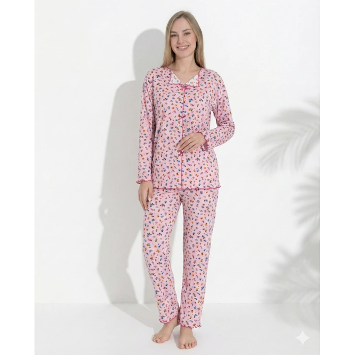 Boyraz 0367 Kadın Raporlu Uzun Kol Pijama Takımı