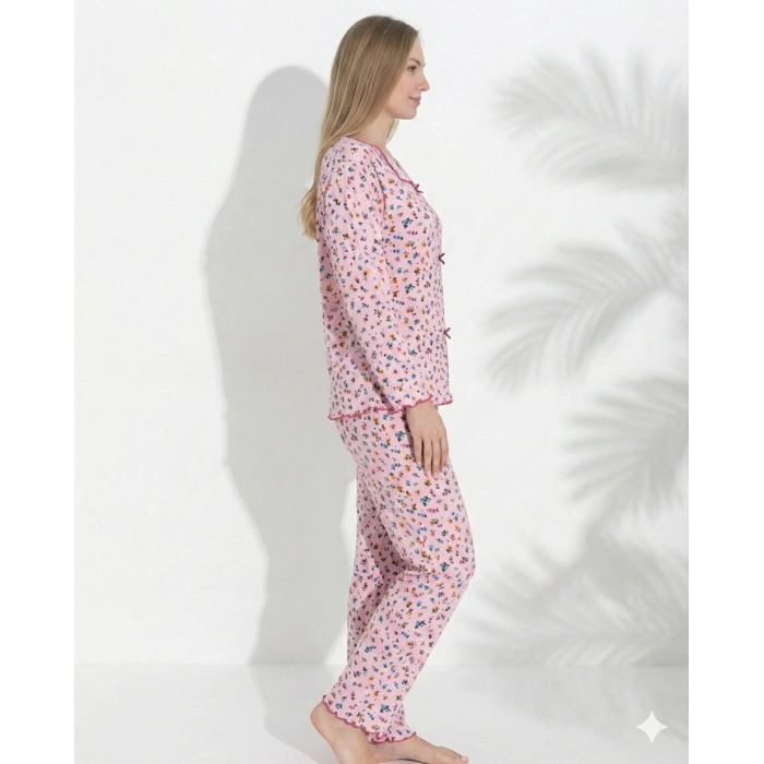 Boyraz 0367 Kadın Raporlu Uzun Kol Pijama Takımı