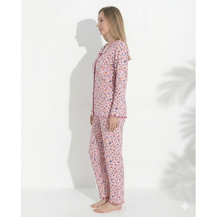 Boyraz 0367 Kadın Raporlu Uzun Kol Pijama Takımı