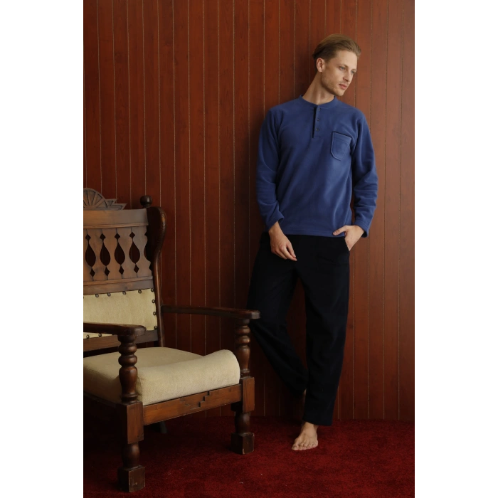 Kocabey 7306 Midi Yaka Polar Uzun Kol Pijama Takım