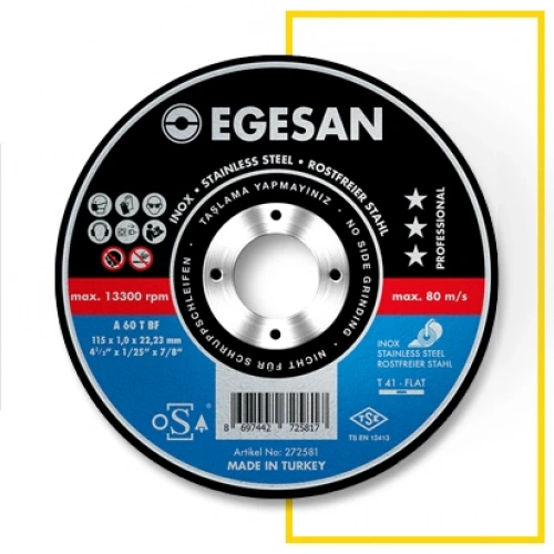 Egesan Kesme Diski Pro İnce Inox 115x1,0x22,23 mm (A 60 T BF)