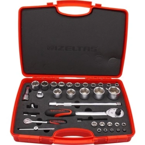 İzeltaş 1/4 - 1/2 Altı Köşe Lokma Anahtar Takımı (35 Parça)