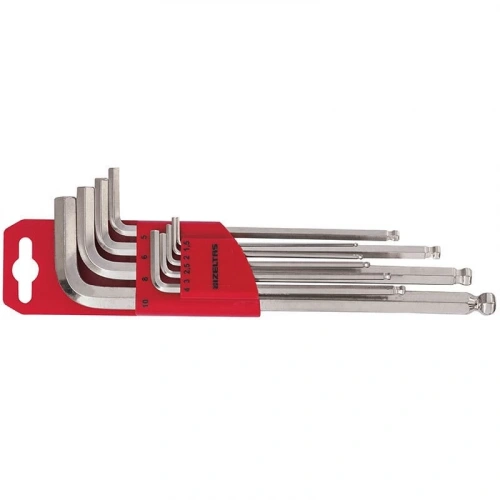 İzeltaş Yuvarlak Başlı Uzun Boy Alyan Anahtar Takımı (9 Parça, mm)