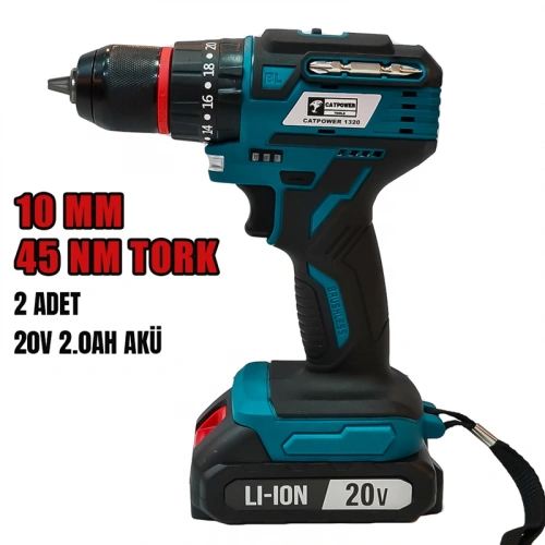 CATPOWER 1320 KÖMÜRSÜZ DARBELİ AKÜLÜ VİDALAMA 10 MM 20V Lİ-İON 2.0 Ah