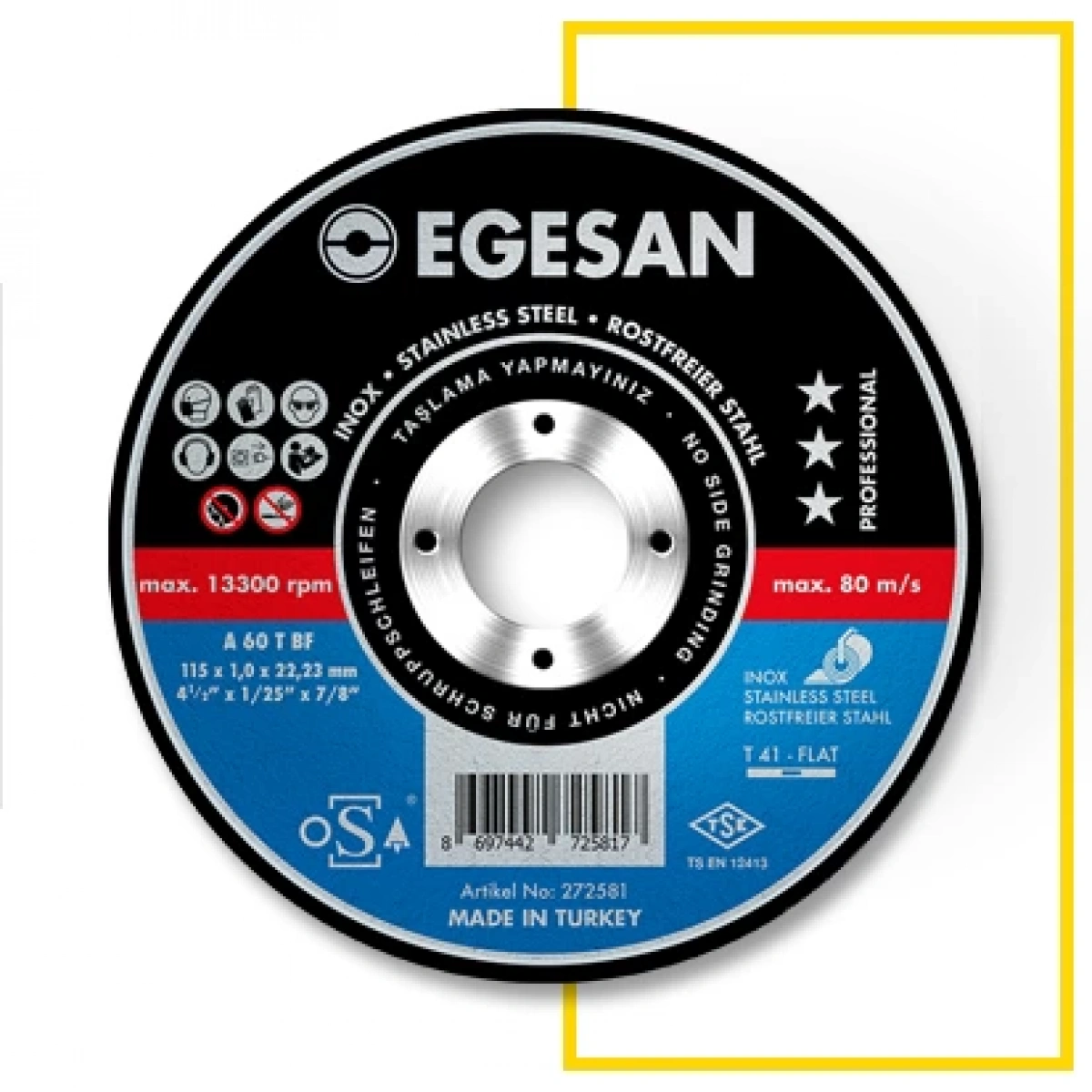 Egesan Kesme Diski Pro İnce Inox 115x1,0x22,23 mm (A 60 T BF)