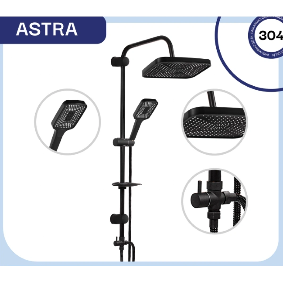 Fomaart Astra Siyah Robot Duş Seti