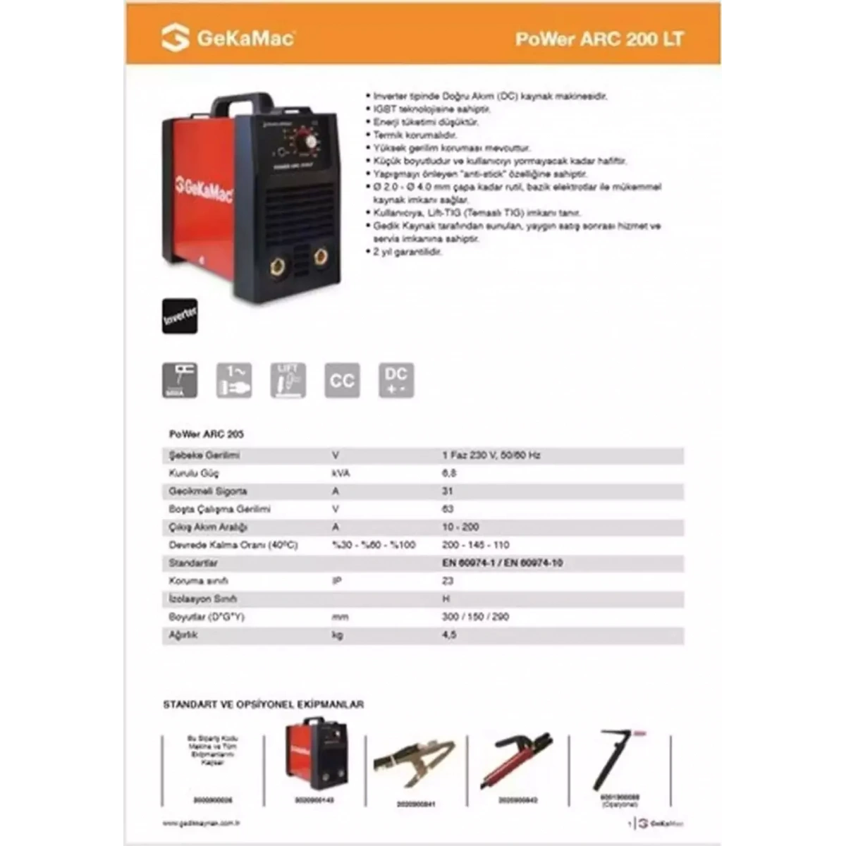 Gekamac Power Arc 200 Lt Inverter Kaynak Makinası
