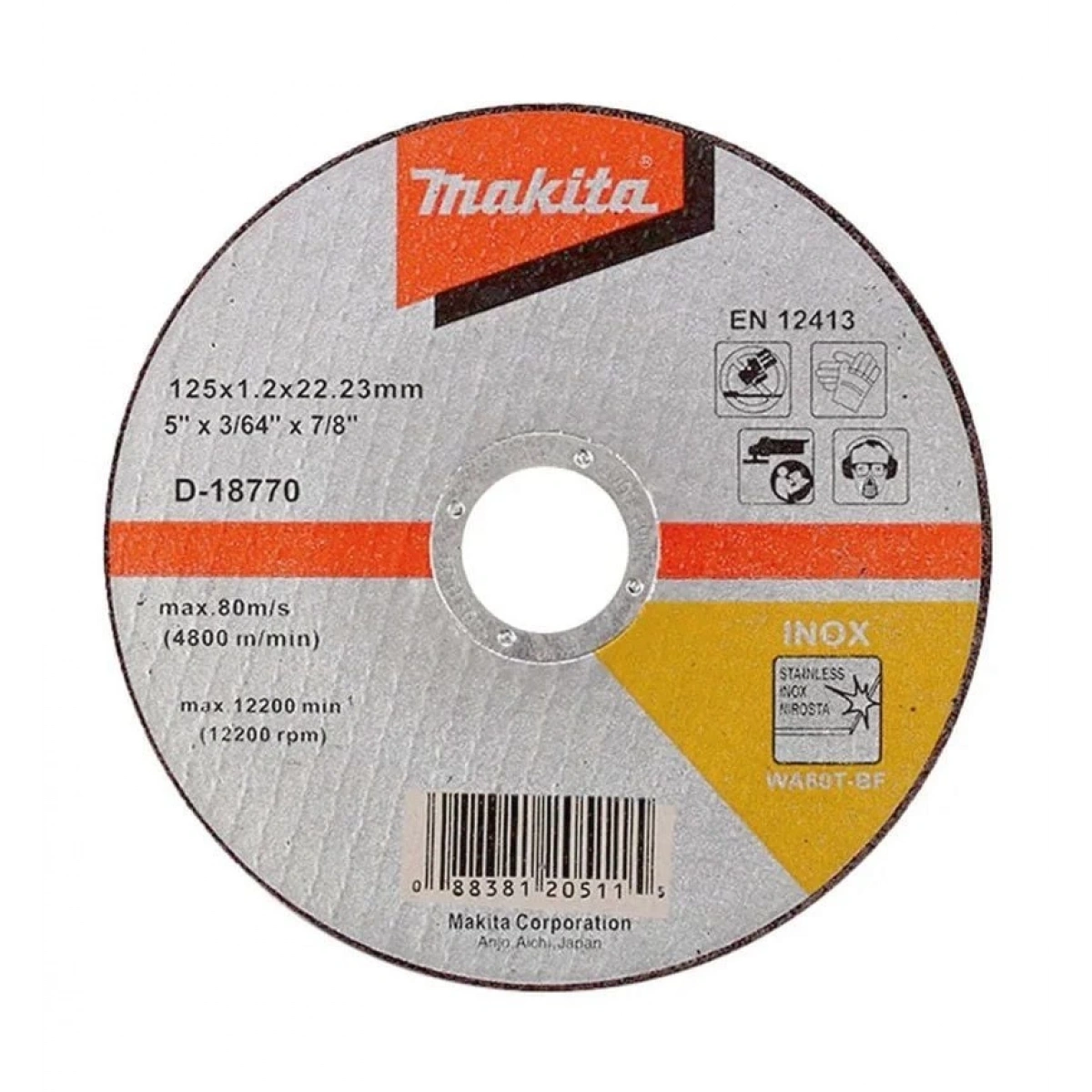 İnox Kesme Taşı  -  Düz 125x1.2 Mm