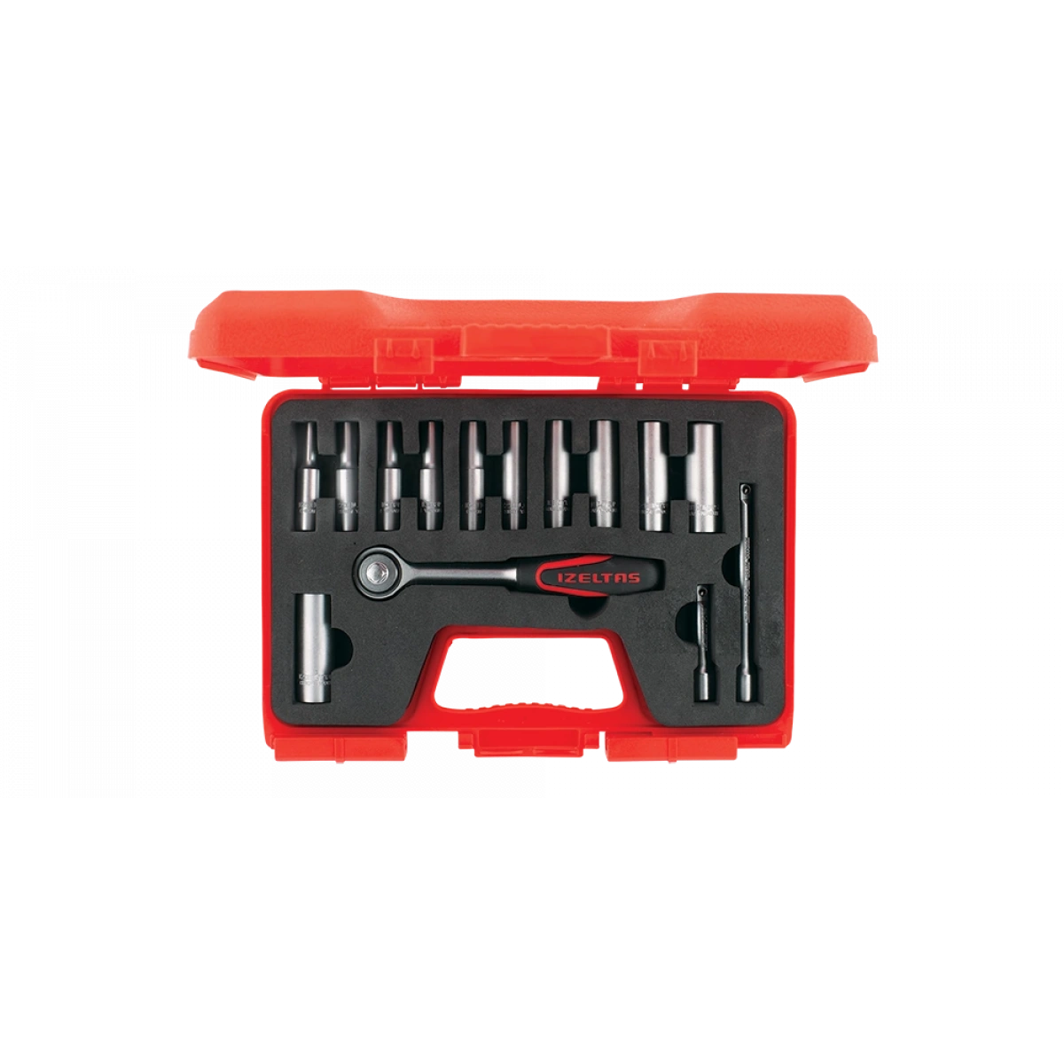 İzeltaş 1/4 Altı Köşe Derin Lokma Anahtar Seti (14 Parça)