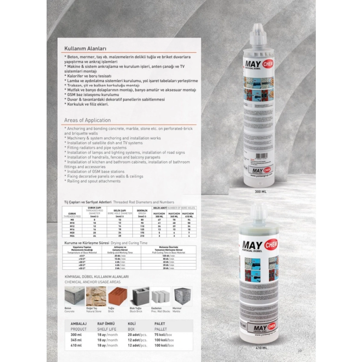 Maychem Epoksi Kimyasal Dübel 410 Ml