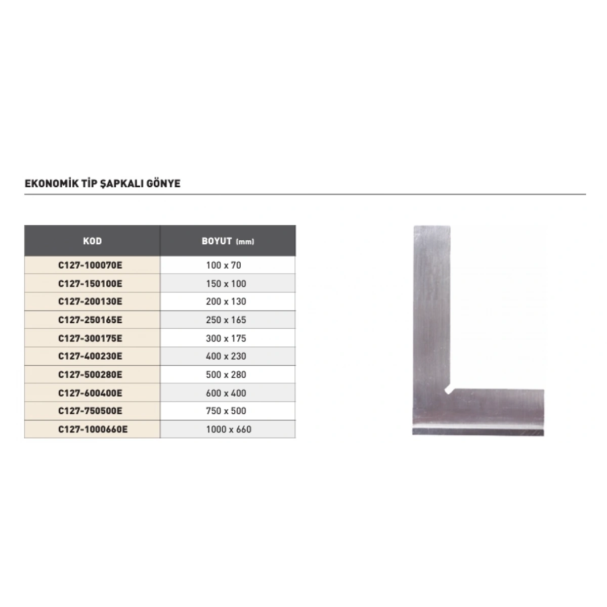 Pld 200x130mm Ekonomik Tip Şapkalı Gönye