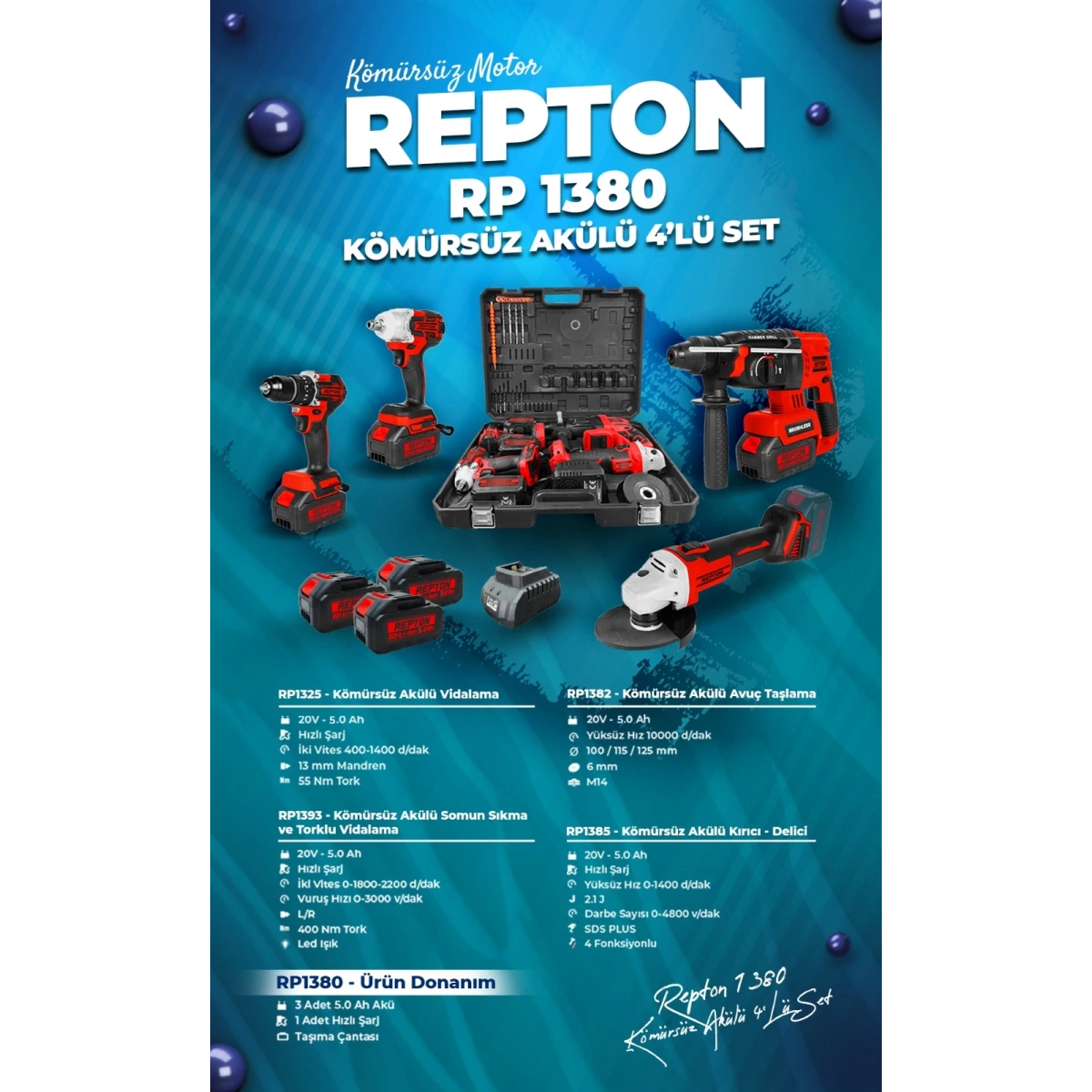 REPTON RP-1380 KÖMÜRSÜZ AKÜLÜ 4LÜ SET