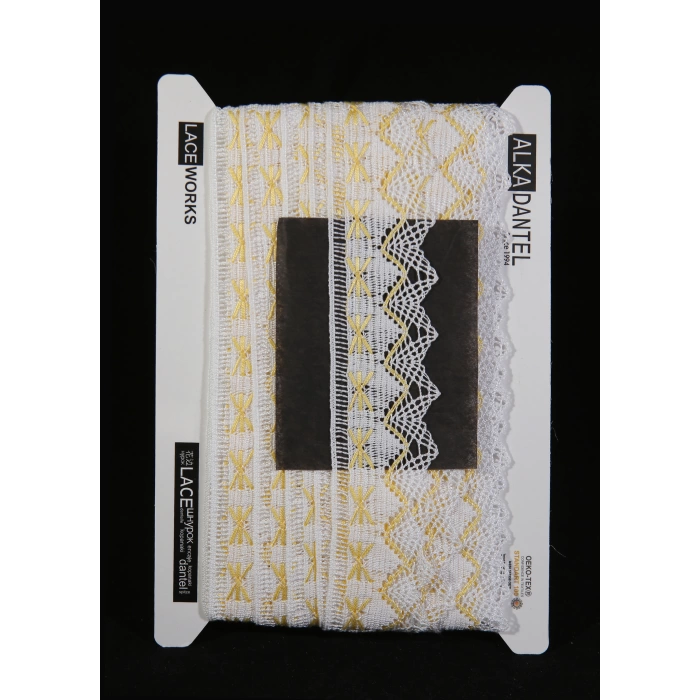 ALKA DANTEL MERSERİZE KOPANAKİ 10 METRE 4053 MERSERİZE WHİTE YELLOW