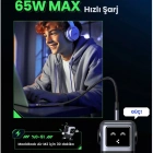 Ugreen Nexode Uno 65W Robot GaN Hızlı Şarj Cihazı 2xUSB-C, 1xUSB-A, Gri