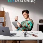 Ugreen Nexode Uno 100W Robot GaN Hızlı Şarj Cihazı 3xUSB-C, 1xUSB-A, Gri