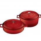 Lava 24 Cm Derin Yuvarlak 28 Cm Sığ Yuvarlak 2li Döküm Kırmızı Tencere Seti