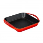 Lava Döküm Kare Kulplu Kızartma Tavası 26x26 cm-Kırmızı