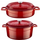 Trendy Döküm 2 Li Tencere Set 28cm Derin Basık Kırmızı