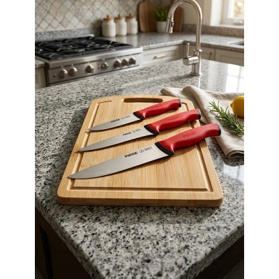 Pirge Duo Profesyonel Kasap Kurban Bıçak Seti - 35135 - Kesme Tahtası Hediye