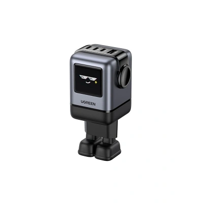 Ugreen Nexode Uno 100W Robot GaN Hızlı Şarj Cihazı 3xUSB-C, 1xUSB-A, Gri