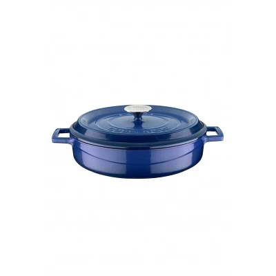 Döküm Yayvan Tencere Trendy Kapak - Çap 28 Cm - Mavi