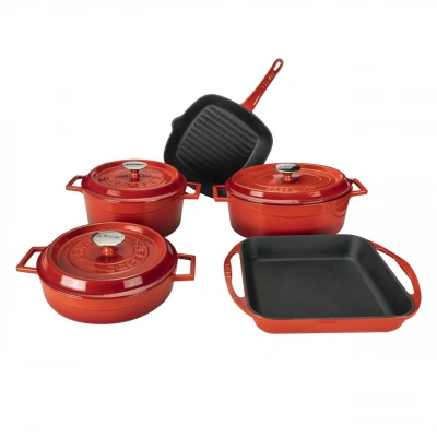 Lava Chef 8 Parça Döküm Kırmızı Pişirme Seti