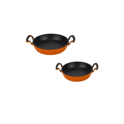 Lava Döküm Yuvarlak Kulplu 16-20 cm Tava Sahan-Turuncu