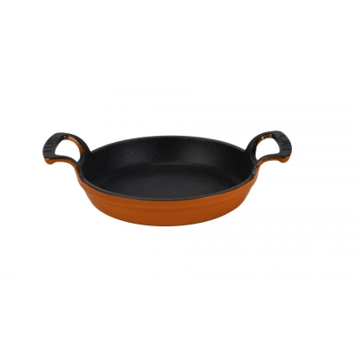 Lava Yekpare Çift Kulplu 16 cm Turuncu Yuvarlak Döküm Demir Sahan