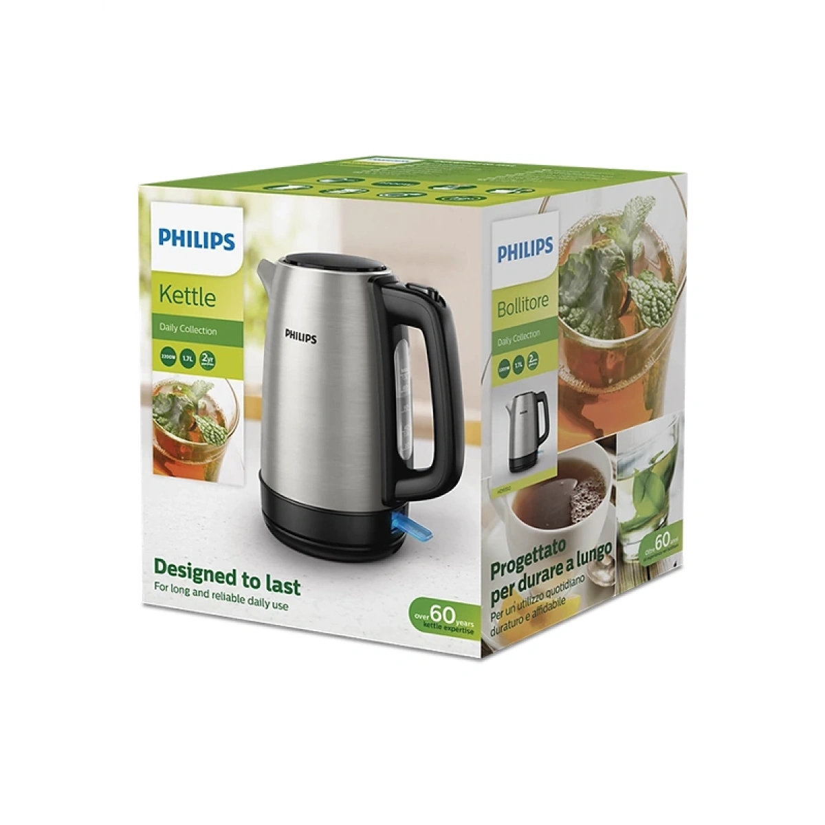 Philips HD9350/90 Elektrikli Su Isıtıcı Daily Collection Metal Su Isıtıcı-Yaylı Kapak, Işıklı Gösterge