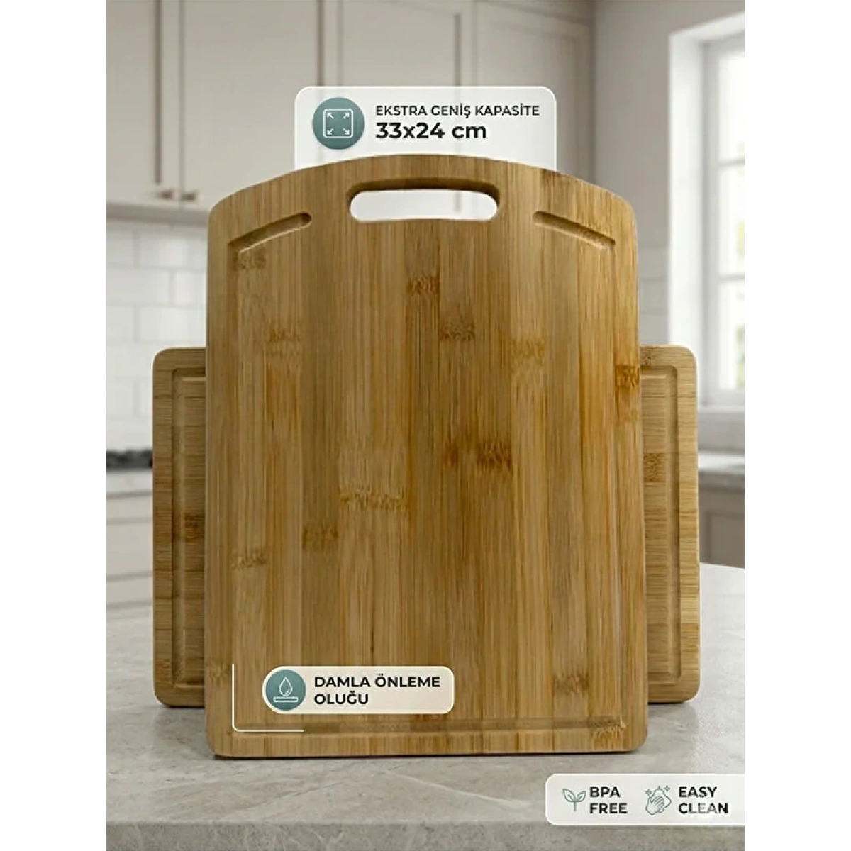 Pirge Bambu Oluklu Kesme Tahtası 33x24 cm