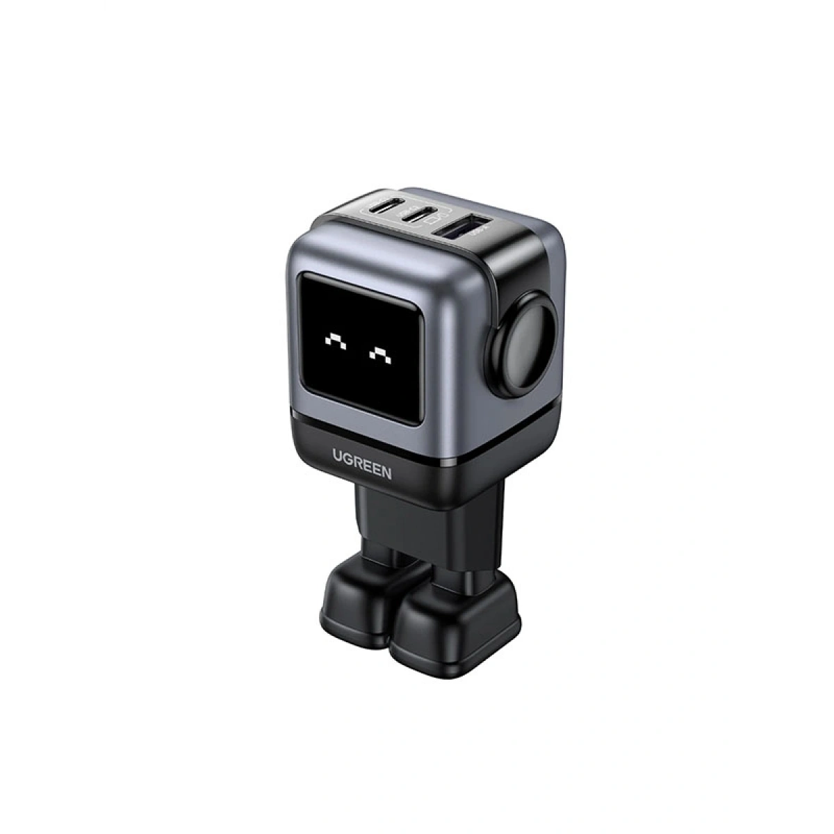 Ugreen Nexode Uno 65W Robot GaN Hızlı Şarj Cihazı 2xUSB-C, 1xUSB-A, Gri