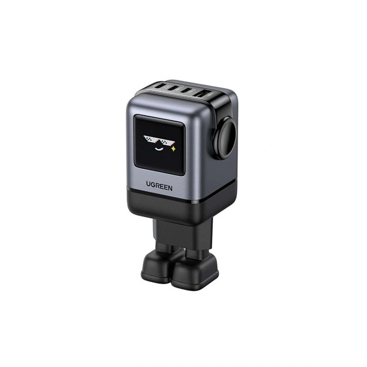 Ugreen Nexode Uno 100W Robot GaN Hızlı Şarj Cihazı 3xUSB-C, 1xUSB-A, Gri