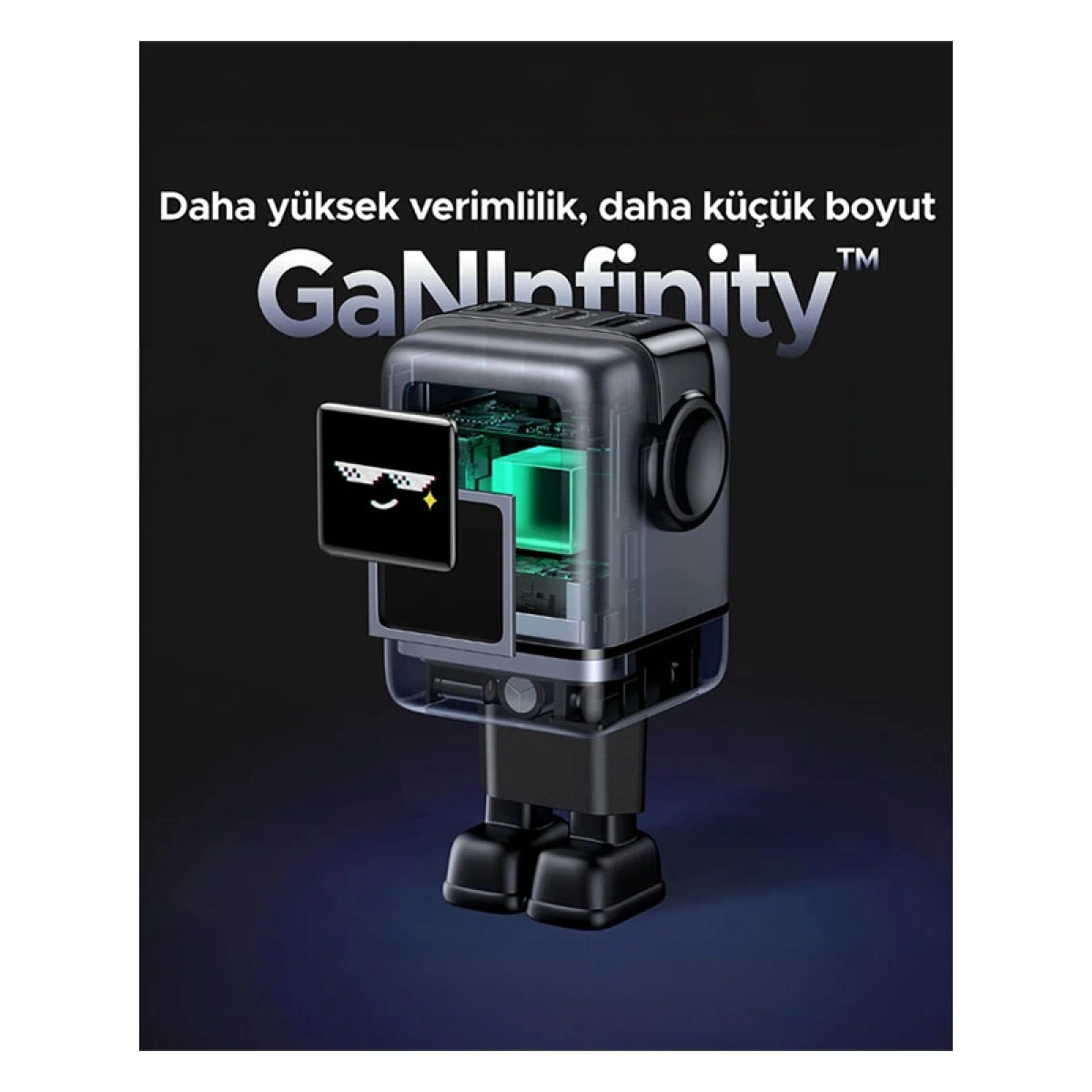 Ugreen Nexode Uno 100W Robot GaN Hızlı Şarj Cihazı 3xUSB-C, 1xUSB-A, Gri
