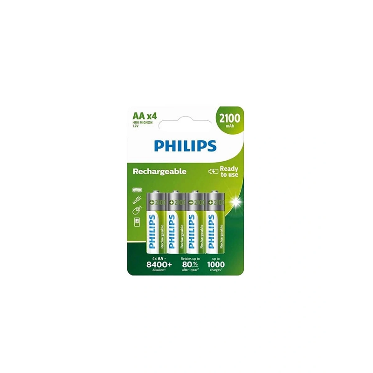 Philips Şarj Edilebilir 2100 mAh 4lü AA Kalem Pil