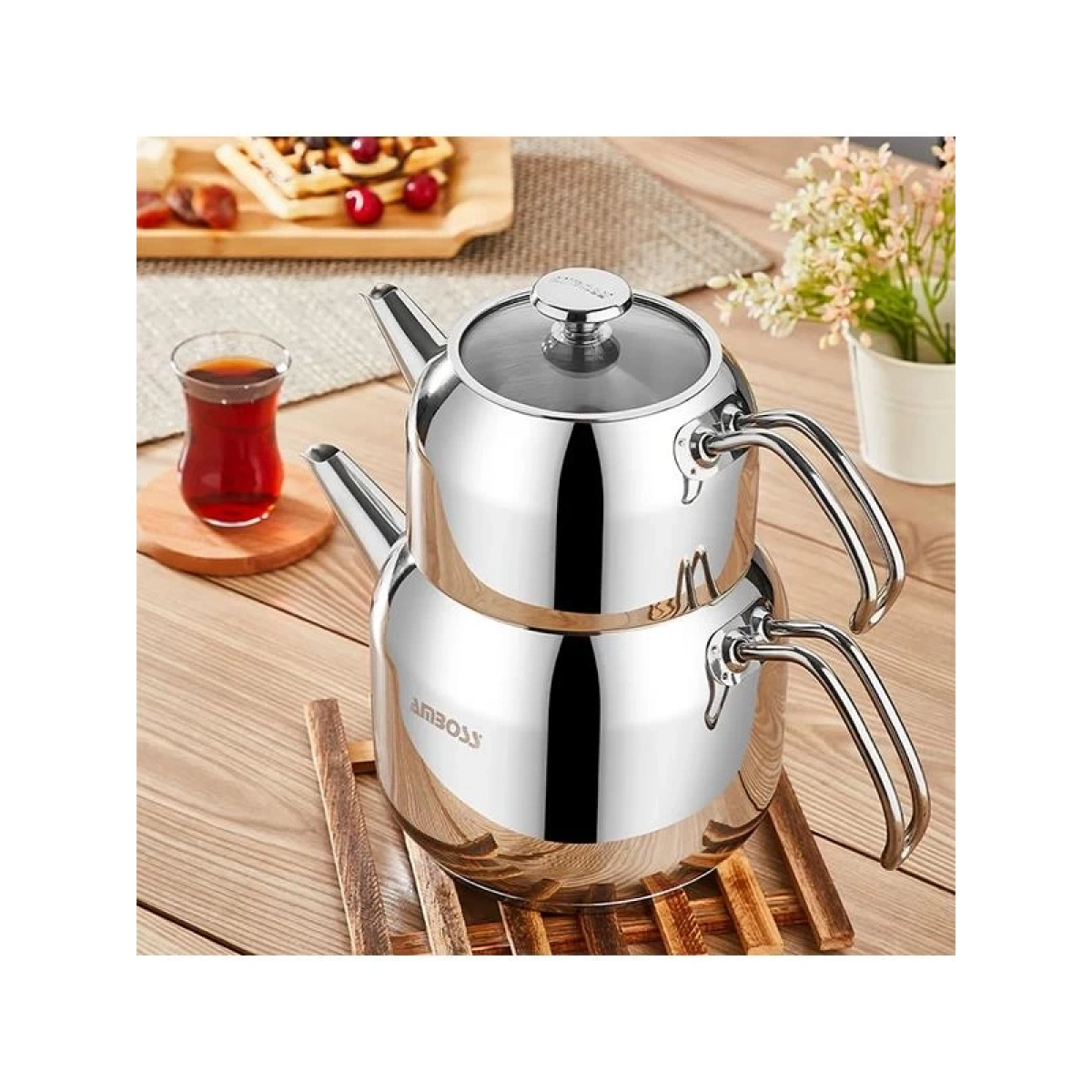 Amboss Cool Çaydanlık Orta Boy Paslanmaz Çelik Sap