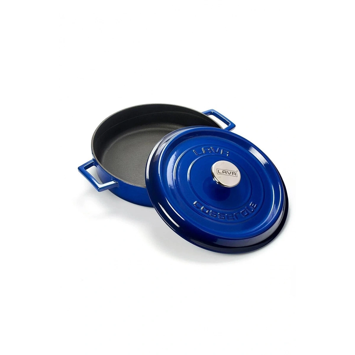 Döküm Yayvan Tencere Trendy Kapak - Çap 28 Cm - Mavi