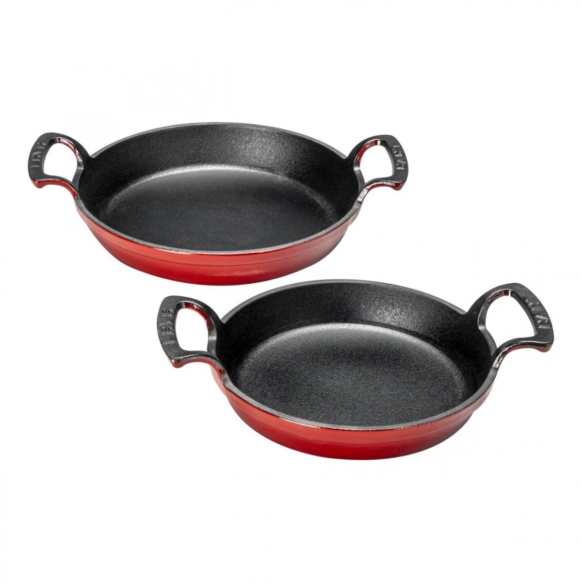 Lava Yuvarlak Kulplu 16-20 cm 2li Döküm Sahan Seti-Kırmızı