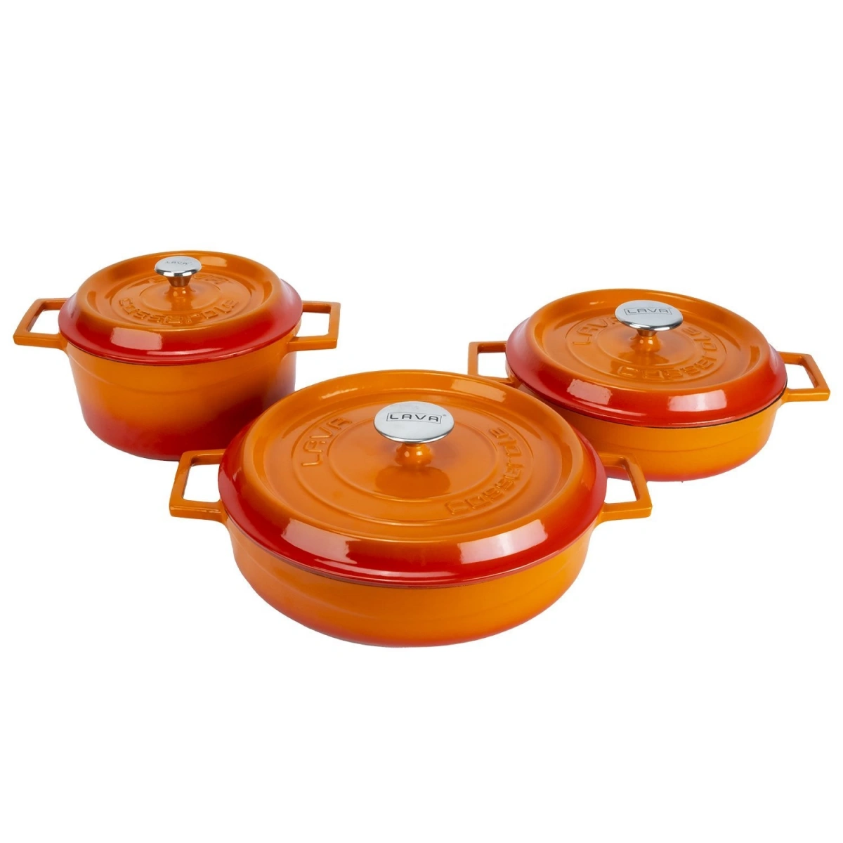 LAVA 24 CM DERİN-24 CM SIĞ-28 CM SIĞ TURUNCU TENCERE SETİ