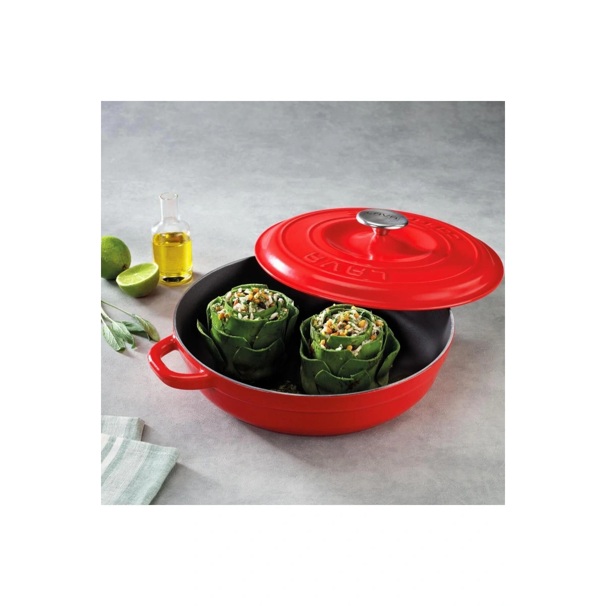 Lava 3X New Heritage Kırmızı Demir Döküm Tava Tencere Seti