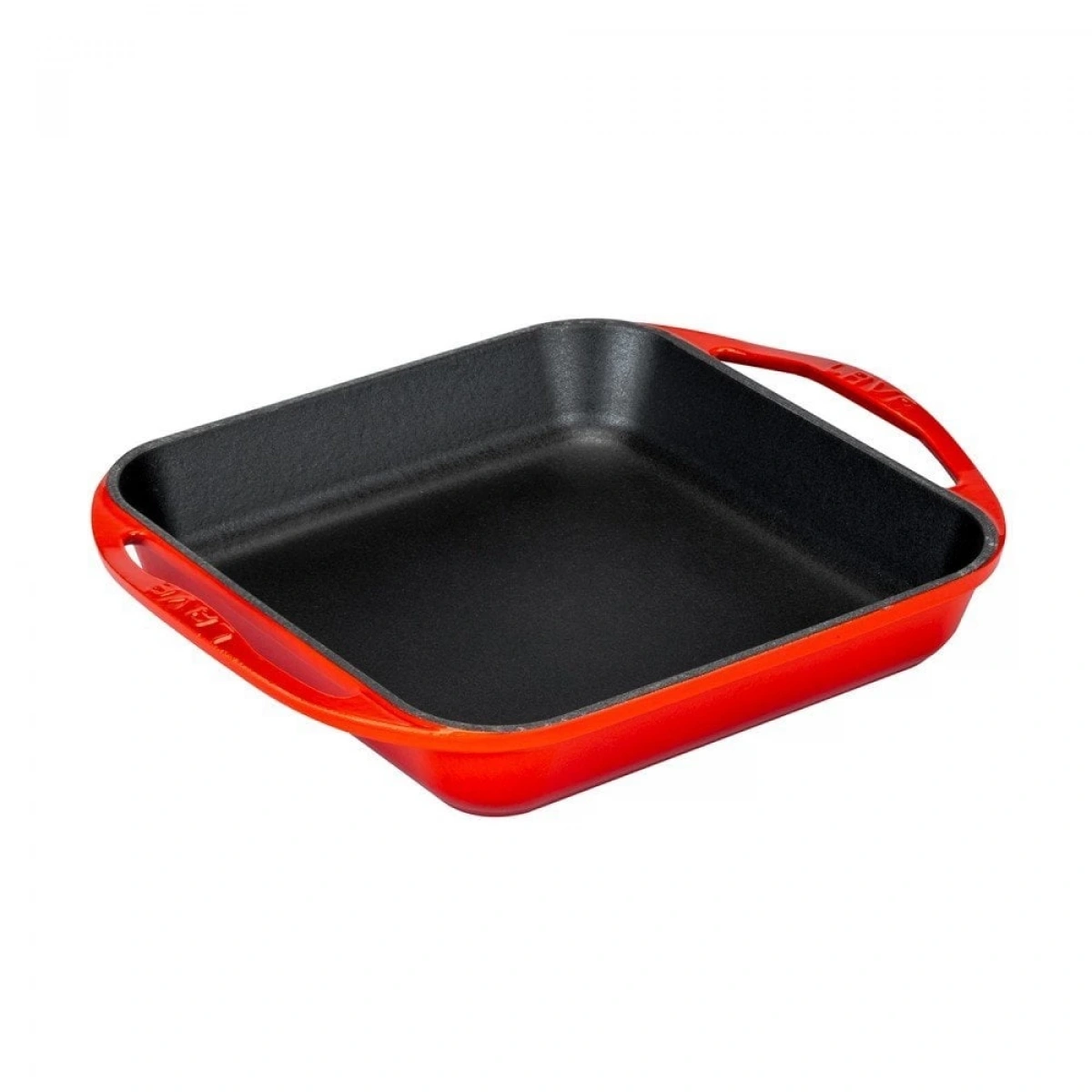 Lava Döküm Kare Kulplu Kızartma Tavası 26x26 cm-Kırmızı