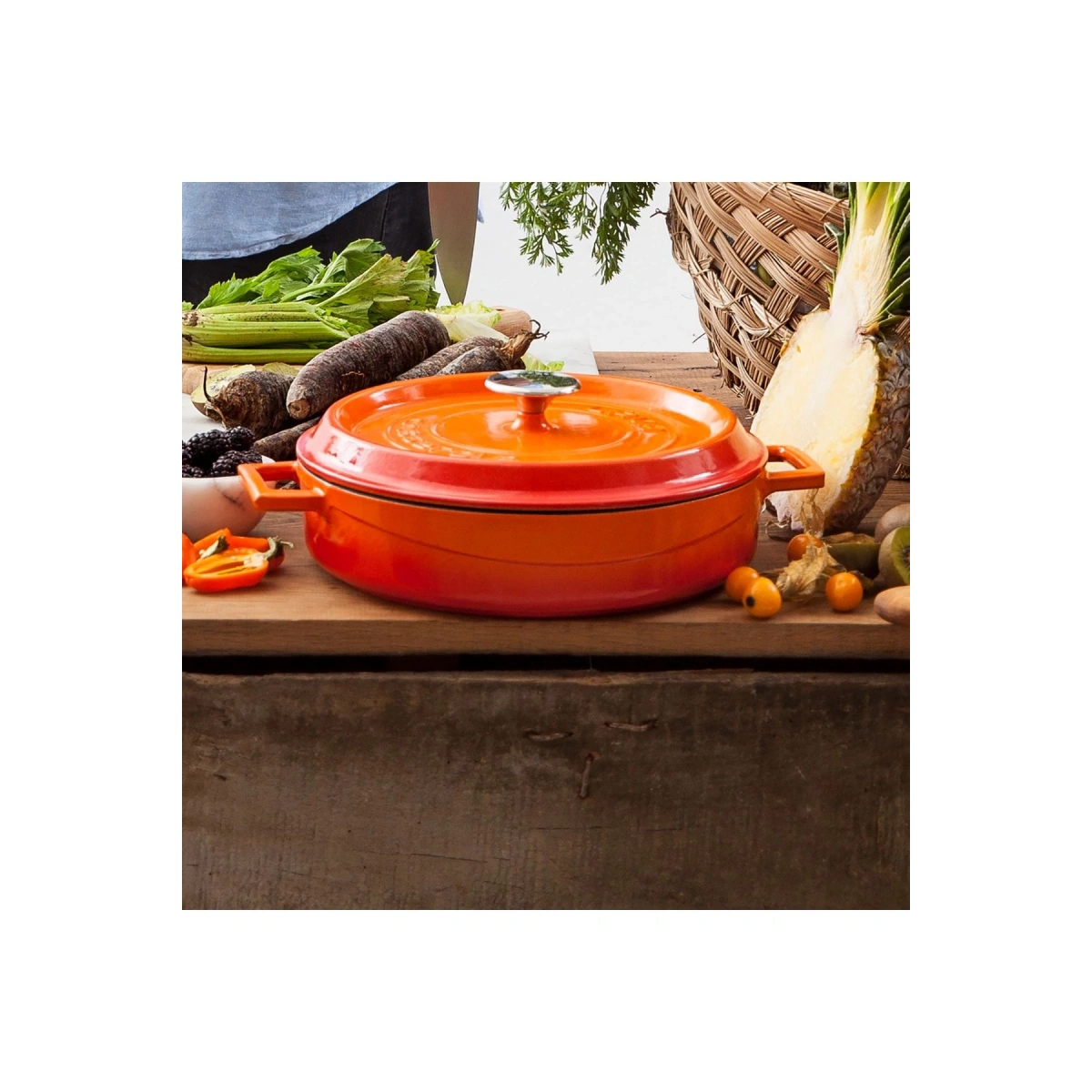 Lava Döküm Sekizli Tencere Tava Seti Trendy Turuncu(Silikon Tutacak Hediyeli)