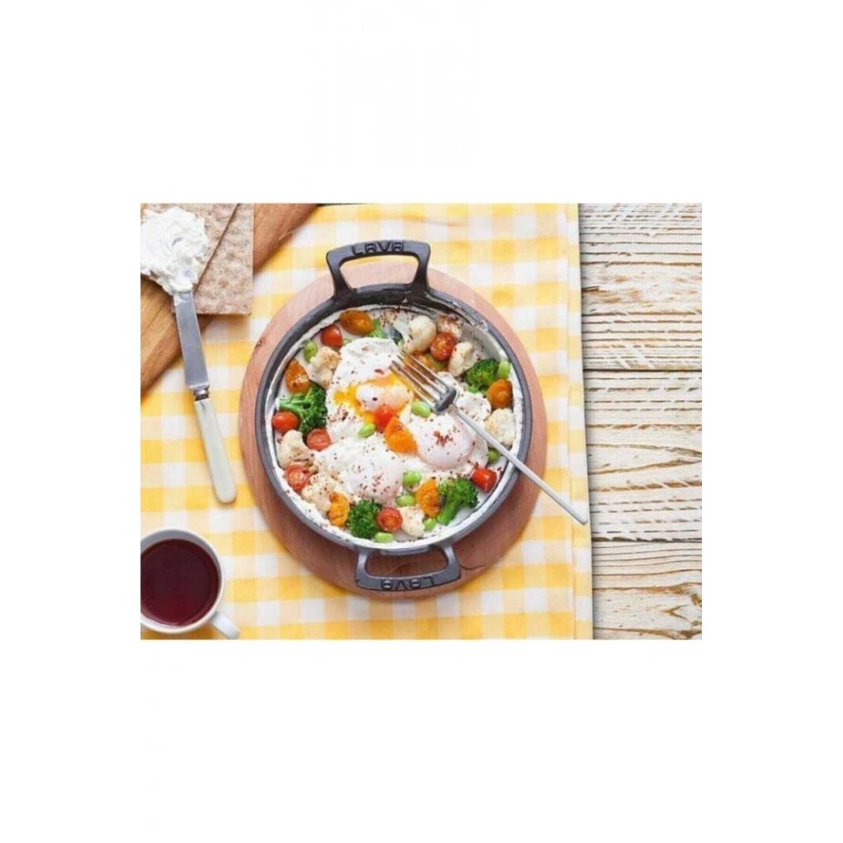 Lava Yuvarlak Yekpare Kulplu Yeşil 20 cm Döküm Sahan