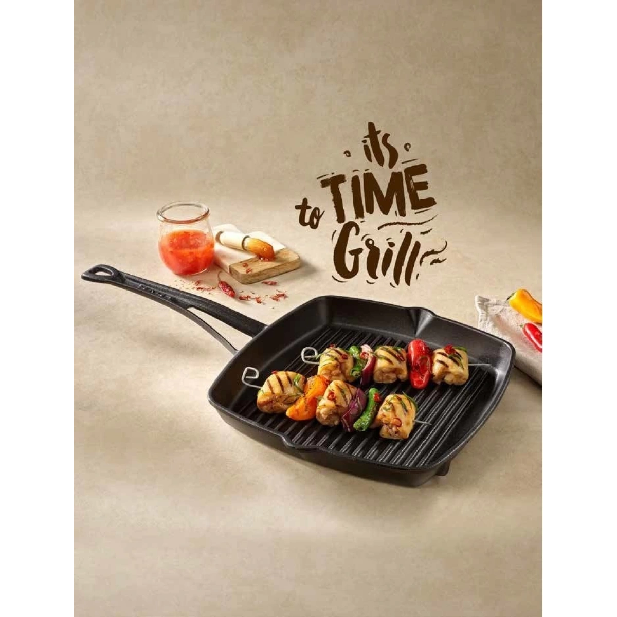 Lava Metal Saplı 26x26 cm Döküm Grill Tava LV ECO K GT 2626 K0