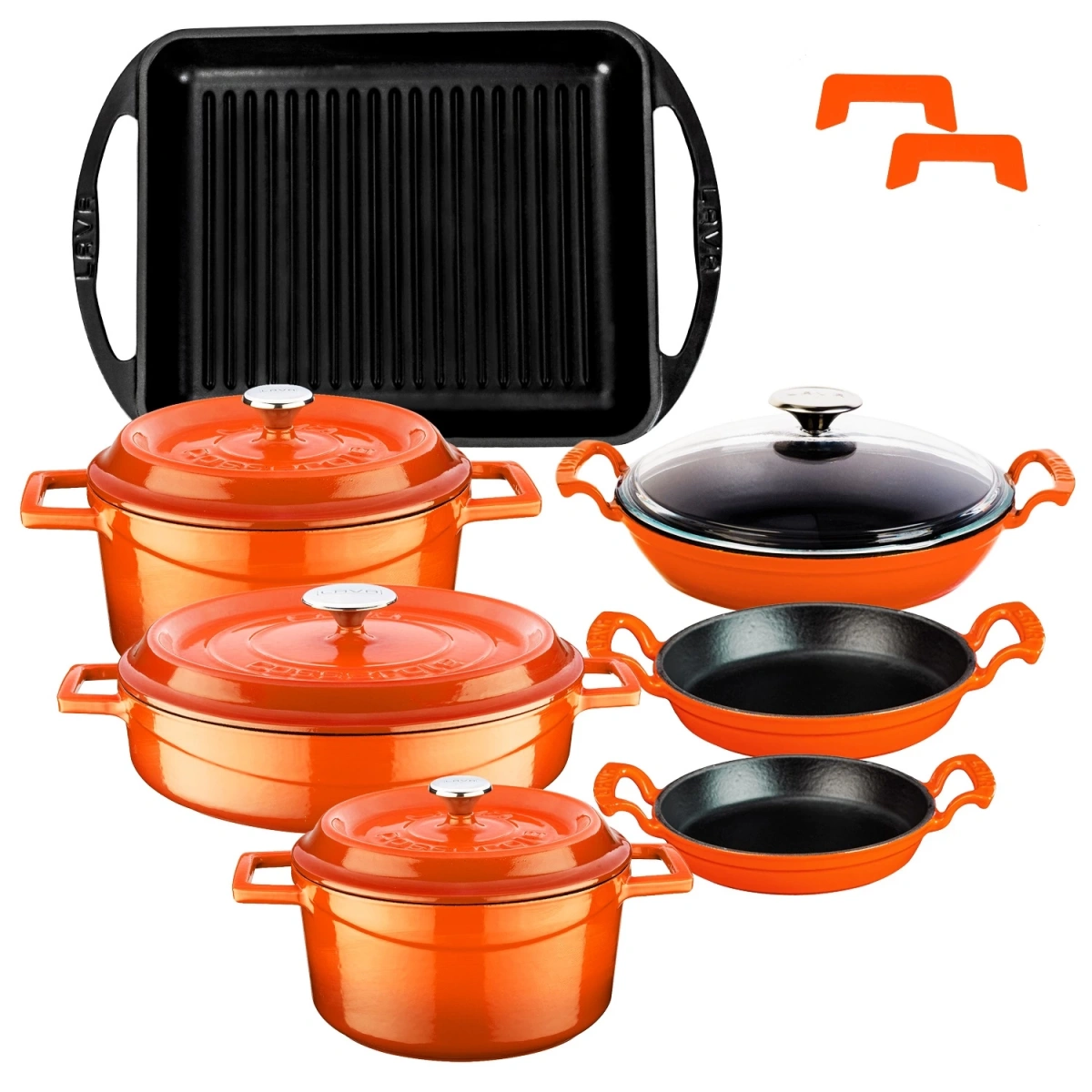 Lava NEO Trendy 12 Parça Turuncu Döküm Tencere Seti