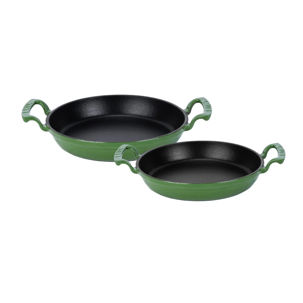 Lava Yuvarlak Kulplu 16-20 cm 2li Döküm Sahan Seti-Yeşil